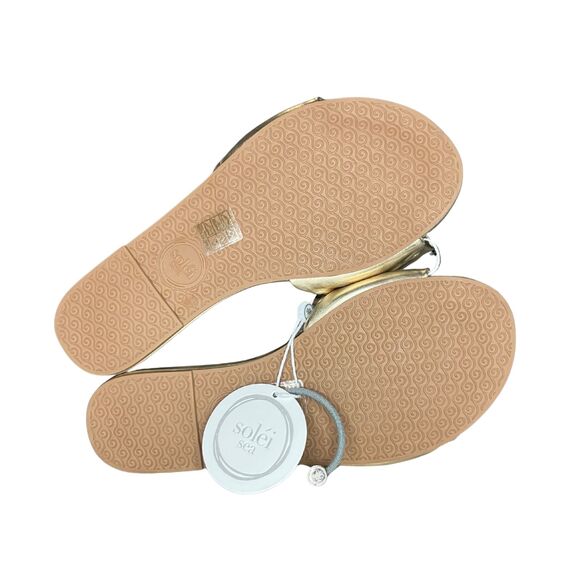 Soléi Sea Gold Bow Slide Sandals – Size 7 / EU 38 – Made in Brazil - Picture 6 of 8